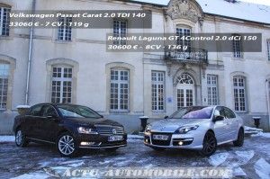 Essai face à face nouvelle Volkswagen Passat contre Renault Laguna restylée : bataille pour la 3ème place ?