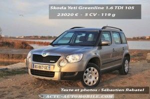 Essai Skoda Yeti Greenline 1.6 TDI 105 : le plus écologique des SUV compacts