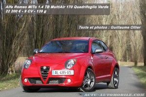 Essai Alfa Romeo MiTo 1.4 TB MultiAir 170 Quadrifoglio Verde : le trèfle revient !