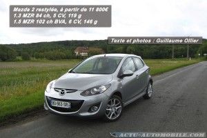 Essai Mazda 2 restylée 1.3 MZR 84 ch, 1.5 MZR 102 ch BVA