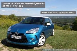 Essai Citroën DS3 e-HDi 110 Airdream Sport Chic : branchée et sobre !
