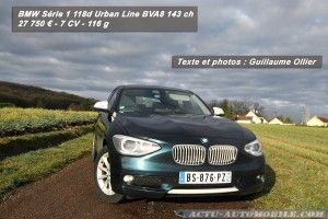 Essai nouvelle BMW Série 1 118d Urban Line BVA8 143 ch