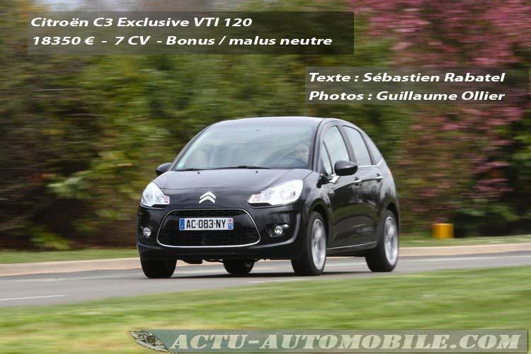 Essai Citroën C3 Exclusive VTI 120