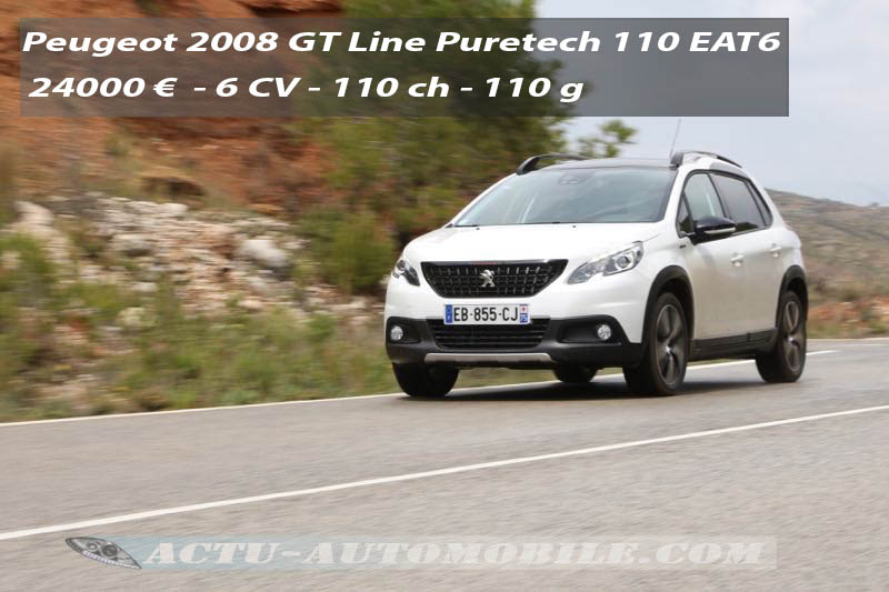 Essai Peugeot 2008 restylé GT Line Puretech 110 EAT6