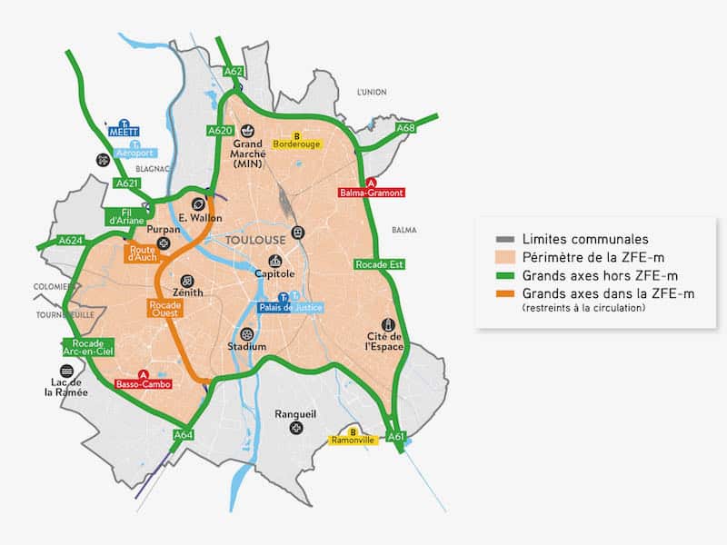 a carte de la ZFE de Toulouse