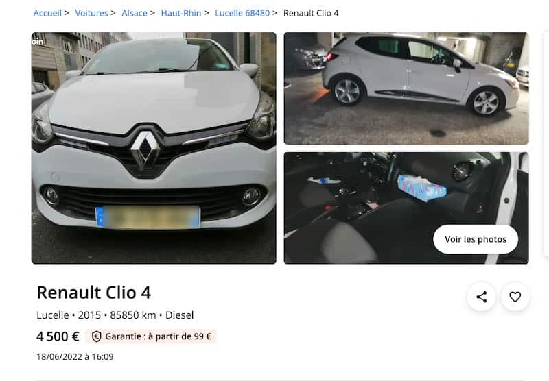 Exemple d'annonce de Clio 4