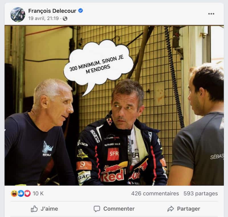 Le post Facebook sur le compte de François Delecour